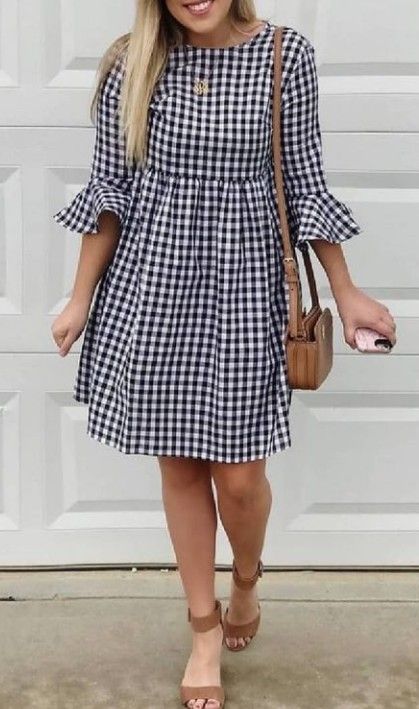 Fancy Short Dresses, Womens Trendy Dresses, Checkered Dress, Retro Mode, Classy Dress Outfits, Frock Design, Stylish Dress Designs, Classy Dress, Trendy Dresses