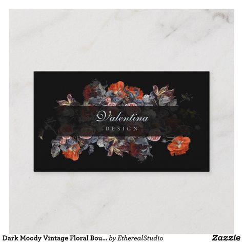 Business Cards Black, Bouquet Business, Vintage Floral Bouquet, Moody Vintage, Red Blush, Burnt Red, Dark Autumn, Black Flowers, Flower Bouquets