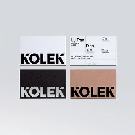 A minimal yet modern business card designed by Bracom Agency (@bracomagency) for Kolek, the main importer and distributor of fine porcelain… | Instagram Design Studio Business Card, Business Card Ideas, K Logo, Modern Business Cards Design, Modern Business Card, Grid System, Porcelain Tiles, Modern Business Cards, Fine Porcelain