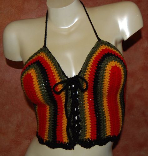 Fall Blouses, Crochet Festival Top, Beach Crochet, Crochet Festival, Bikinis Crochet, Rasta Colors, Boho Swimwear, Crochet Bralette, Womens Halter Tops