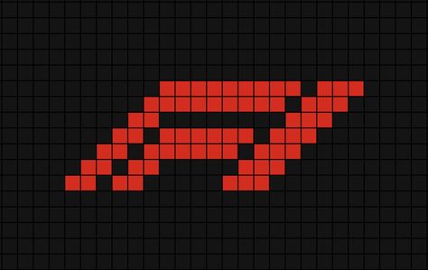 A small pixel art template of the 2017 F.1 logo (red on dark grey). Formula 1 Crochet Pattern, Formula 1 Alpha Pattern, F1 Perler Beads, Crochet Formula 1, F1 Alpha Pattern, Ferrari Crochet, F1 Crochet, Perleplader Ideas, Small Pixel Art