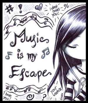 Emo Cartoons, My Escape, Emo Quotes, Music Quote, Emo Stuff, Round Robin, Music Is My Escape, Emo Art, Music Help