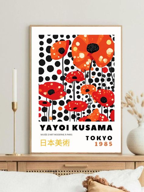 Kusama Poster Funky Living Rooms, Flower Meadow, Abstract Face Art, Floral Illustration, Print Flower, Yayoi Kusama, Japanese Painting, Japanese Artists, Modern Art Prints