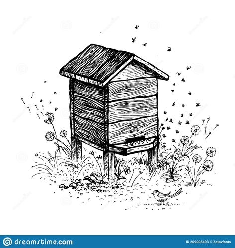 Illustration about Bee hive drawing. A collection of farm products. Black and white vector drawing. Retro drawing vintage graphics. Illustration of hive, insect, food - 209005493 Bees Hive Drawing, Bee Hive Art Illustration, Beehive Drawing Illustrations, Honey Bee Hive Drawing, Bee Hive Drawings, Bee Hive Illustration, Hive Drawing, Hive Illustration, Bee Hive Tattoo