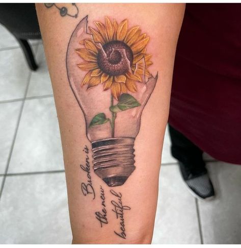 Theigh Tattoos, Light Bulb Tattoo, Bulb Tattoo, Lightbulb Tattoo, Bible Tattoos, Sunflower Tattoo Shoulder, Nurse Tattoo, Tattoo On Forearm, Cross Tattoos For Women