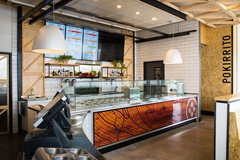 Pokirrito's Poke Bowls & Sushi Burritos Have Arrived - Eater San Diego Poke Bar, Sushi Burrito, Restaurant Counter, Poke Bowls, Sushi Bowl, Coffee Shop Design, Hall Design, Poke Bowl, Sushi Bar