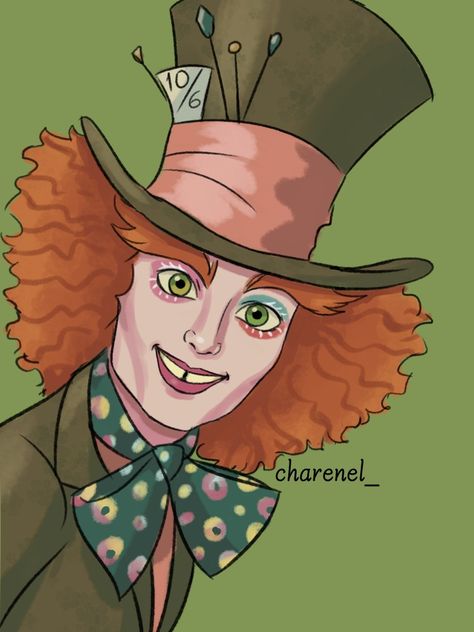 Mad Hatter Drawing Easy, Mad Hatter Fanart, Mad Hatters Hat Drawing, Mad Hatter Art Drawing, Mad Hatter Cartoon, Mad Hatter Drawing, Alice In Wonderland Fanart, Mad Hatter Original Illustrations, Alice In Wonderland Trippy Drawing