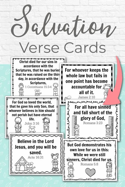 Salvation Verse Cards Abc Of Salvation, Christian Notes, Abc Bible Verses, Bible Study Activities, Free Scripture Printables, Salvation Prayer, Study Activities, Children Church, Share The Gospel