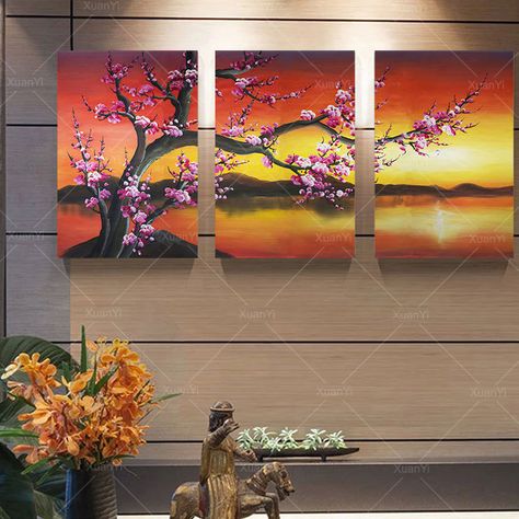 3 Piece Canvas Art Living Room, Oil Painting Abstract Modern, Living Room Decor Pictures, Buddha Drawing, Waterfall Pictures, Canvas Wall Art Living Room, Flower Oil Painting, Flower Painting Canvas, Easy Canvas Art