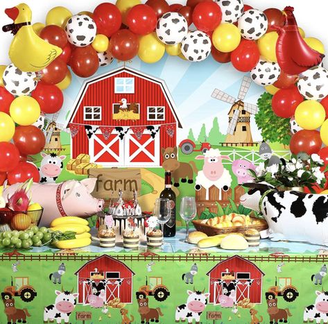 Farm Party Decorations, Animal Party Decorations, Farm Themed Party, Farm Theme Birthday, Farm Animals Theme, Farm Animal Party, Farm Animals Birthday Party, Barn Animals, Farm Animal Birthday