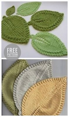 Floral Knitting Pattern, Knitted Embellishments, Knitted Leaf, Crocheted Leaves, Leaf Knitting Pattern, Knitted Flower Pattern, Knit Flowers, Crochet Leaf Patterns, Crochet Abbreviations