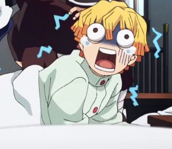 Zenitsu Scared Face, Zenitsu Scared, Scared Expression, Anime Reaction, Scared Face, Funny Expressions, Animation Artwork, Anime Accessories, Im Sorry