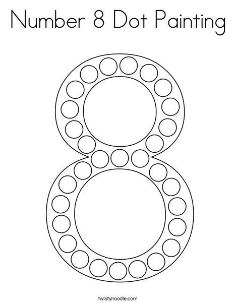 Number 8 Dot Painting Coloring Page - Twisty Noodle Number 8 Dot Painting, Number 7 Dot Painting, Number 8 Coloring Page, Dot Painting Numbers, Number 8 Worksheet Kindergarten, Number 8 Activity For Preschool, Number Dots Printable, Number 8 Preschool Activities, Number 8 Crafts For Preschoolers