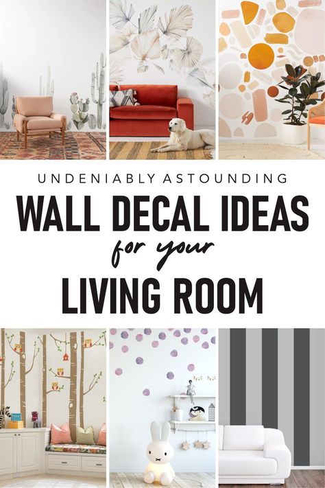 To add drama and character to your living room, you can use wall decals. Wall decals are proving to be a successful alternative to wallpapers. They comes in various themes and styles. #walldecalideas #wallpaperideas #livingroomwalldecorideas #livingroomwallpaperideas Living Room Wall Decal Ideas, Wallpaper Stickers Living Room, Wall Decal Ideas, Wall Sticker Ideas, Serenity Room, Living Room Vinyl, Farm Hacks, Wall Decals Living Room, Store Room