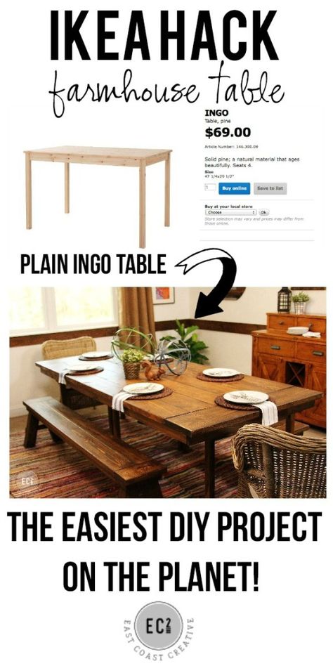 IKEA HACK: Build a Farmhouse Table the Easy Way! Build A Farmhouse, Build A Farmhouse Table, Diy Muebles Ideas, Ikea Table, Diy Ikea Hacks, Diy Ikea, Furniture Hacks, Ikea Diy, Ikea Furniture