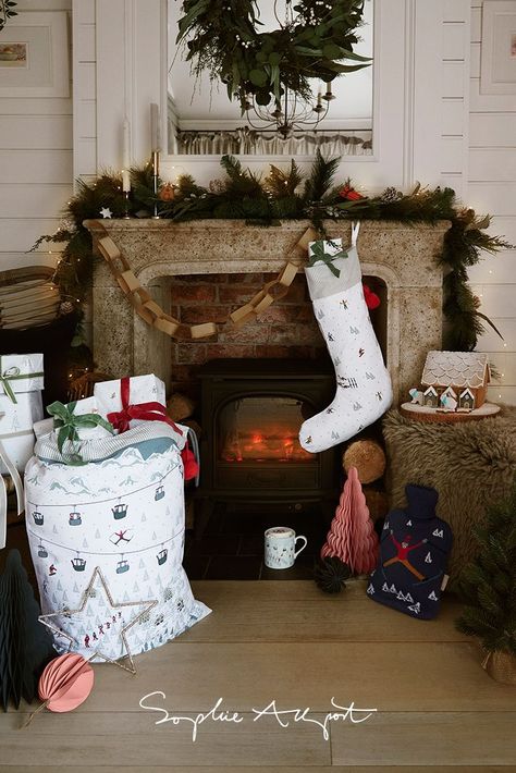 Skiing collection from Sophie Allport including stocking and christmas sack. Skiing Christmas, Types Of Honey, Sophie Allport, Ski Gifts, Fir Trees, Christmas Sack, Winter Sport, Fir Tree, Coastal Design