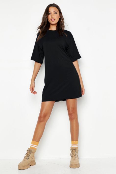 Tall Cotton Oversized T Shirt Dress #AFF, , #Affiliate, #Aff, #Cotton, #Dress, #Shirt, #Tall Black T Shirt Dress, Tall Dress, Cami Dresses, Fall Chic, Oversized T Shirt Dress, Tall Dresses, Boohoo Dresses, Skater Dresses, Tall Clothing