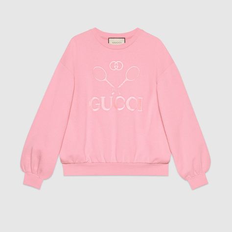 Shop the Light Pink Jersey Oversize Sweatshirt With Gucci Tennis at GUCCI.COM. Enjoy Free Shipping and Complimentary Gift Wrapping. Gucci Sweatshirt, Oversize Sweatshirt, Designer Sweatshirts, Oversized Sweatshirt, Designing Women, Sweatshirts Women, Hooded Sweatshirts, Tennis, Online Shopping