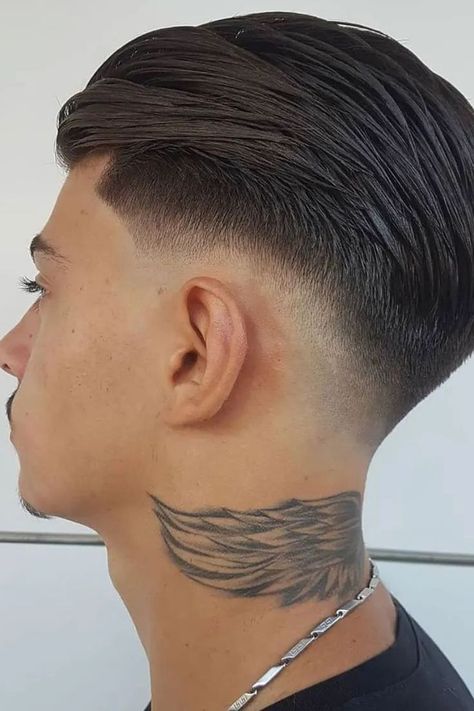 Mens Slicked Back Hairstyles, Taper Fade Long Hair, Slicked Back Hairstyles, Slick Back Haircut, Easy Hair Up, Easy Updos For Medium Hair, Low Skin Fade, Men Haircut Curly Hair, Hairstyle Short