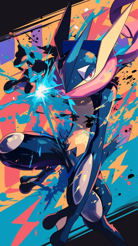 Greninja in the style of Jujutsu Kaisen made by Silverbloom Froakie Wallpaper, Greninja Wallpaper, Pokemon Art Wallpaper, Greninja Pokemon, Pokemon Greninja, Pokemon Anime Characters, Pokémon Wallpaper, Pokemon Sketch, Pokemon Poster