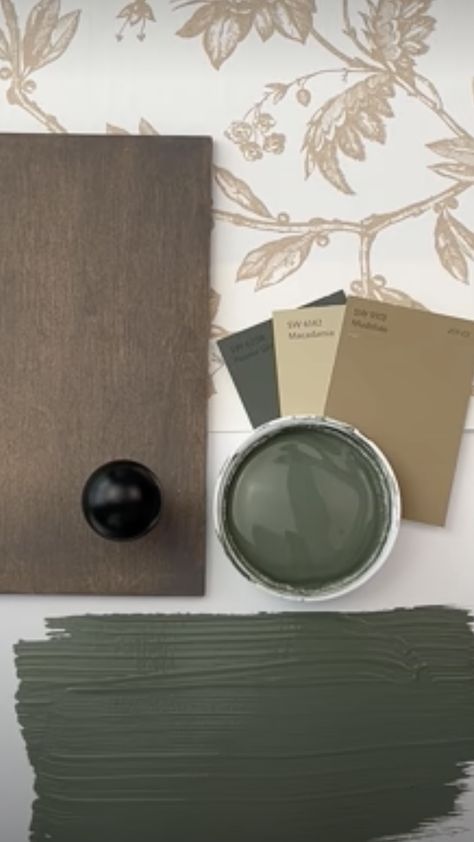 Pewter Green by Sherwin Williams Oak Moss Sherwin Williams, Shade Grown Sherwin Williams, Interior Trees, Sherwin Williams Paint Colors Green, Green Interior Paint, Sherwin Williams Paint Neutral, Cabinet Makeover Diy, Pewter Green, Golf Clubhouse