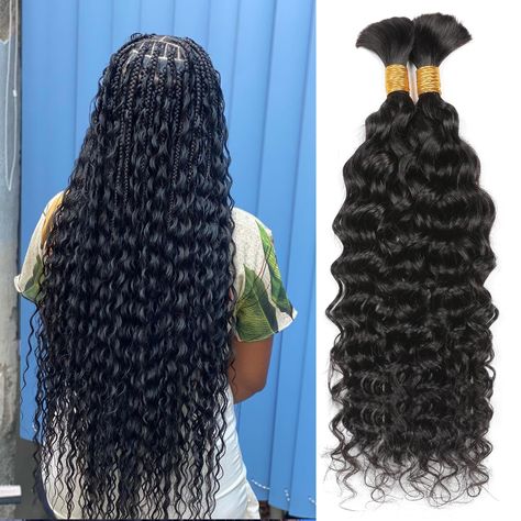 PRICES MAY VARY. 💎Top Grade Hair Material: The human hair for braiding is made of 100% unprocessed 10A Brazilian virgin human hair, free from chemicals, odors, and is clean and soft. Natural and healthy, soft and elastic, full and dense. 💎Hair Quality: Water Wave Bulk Human Hair for Micro Braids can be bleached, dyed, permed and styled; Longevity; Pre-Stretched Smooth ends; No Tangle & No Shedding; No Smell & Chemical Free & Itch Free; After being braided, human braiding hair can last for seve Braid In Hair Extensions Waba Hair & Beauty, Wavy Human Braiding Hair, Sew In Braid Pattern For Long Hair, Human Hair For Tree Braids, Braids Wigs & Hair Extensions, Weaving Techniques Hair, Rubberband Method Box Braids Crochet, Curly Human Hair For Braiding, Crochet Box Braids Rubber Band Method