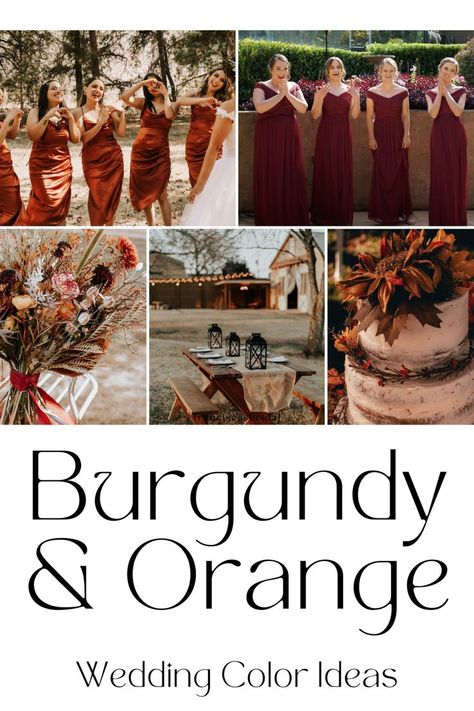 If you are looking at planning an autumn wedding, then check out these beautiful burnt orange and burgundy wedding ideas to help inspire you!! | Wedding theme | Wedding theme ideas | Wedding colors | Wedding color ideas | Wedding theme | Spring wedding color ideas | Summer wedding color ideas | Fall wedding color ideas | Winter wedding color ideas | Burnt Orange And Red Wedding, Orange And Red Wedding, Orange Wedding Color Scheme, Spring Wedding Color Ideas, Orange Wedding Color Palette, Winter Wedding Color Ideas, Fall Wedding Color Ideas, Orange Wedding Bouquet, Orange Wedding Themes