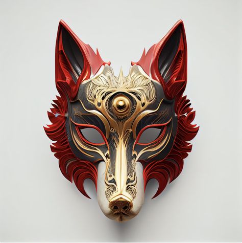 Wolf Guardian, Wolf Helmet, Abstract Wolf, Japanese Art Samurai, Wolf Warriors, Kitsune Mask, Wolf Mask, Wolf Ears, Wolf Face