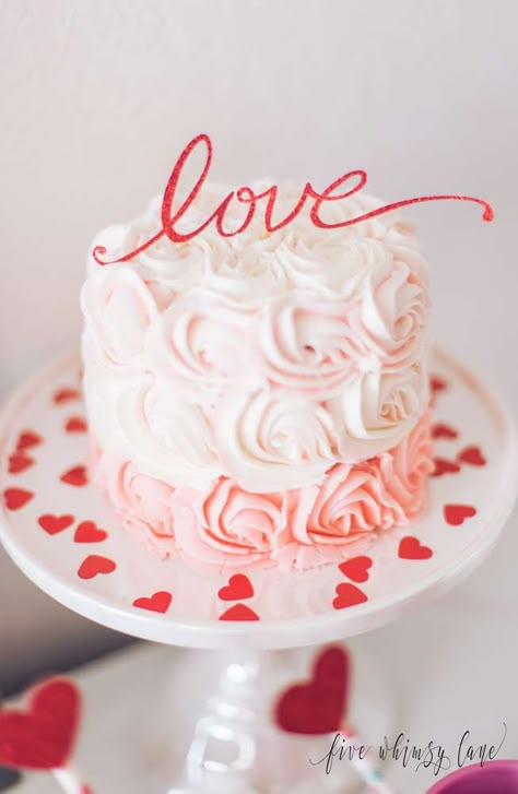 The cake at this Valentines Day party is amazing!!! See more party ideas and share yours at CatchMyParty.com #valentinesday #cake Valentines Baby Shower Cake, Valentine Cakes, Valentines Baking, Valentines Baby Shower, Love Cake Topper, Valentinstag Party, Valentines Birthday, Valentine Desserts, Cake Day