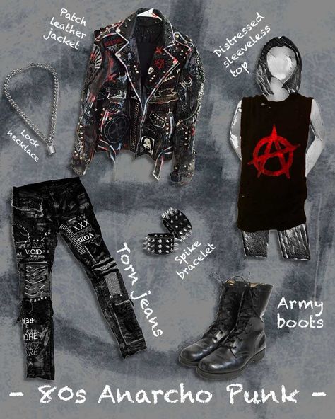 Looking to rock the rebellious Anarcho-Punk style of the 80s? Check out this article on The VOU for some inspiration and tips on how to nail the look! 

#AnarchoPunk #PunkFashion #80sFashion #DIYStyle #AntiEstablishment #RebelliousFashion #StuddedLeather #RippedTShirts #FashionInspiration #TheVOU Anarcho Punk Fashion, Punk 90s Fashion, British Punk Outfits, Punk Outfit Inspiration, Diseal Punk, 70s British Punk Fashion, Punk Core Aesthetic, Punk Clothing Men, How To Be Punk