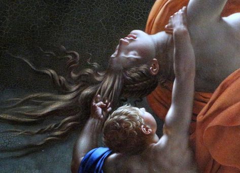 Flood Scene, Scena di diluvio (detail) by Anne-Louis Girodet-Trioson, 1806 True Art, Orange Color, Dreadlocks, Orange, On Twitter, Hair Styles, Twitter, Hair, Blue