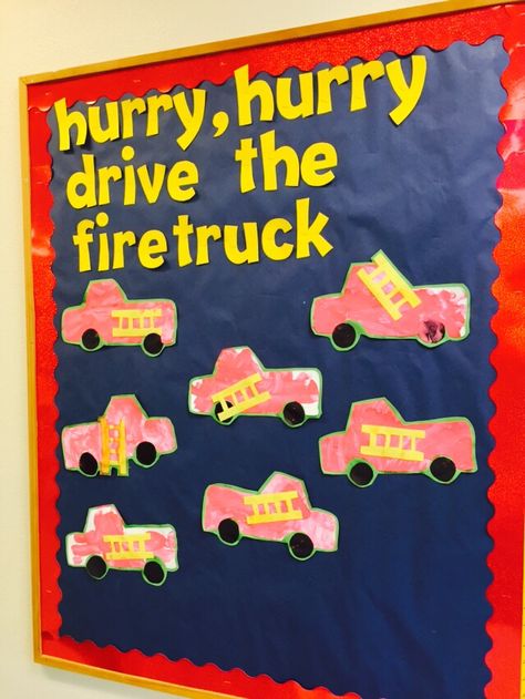 Fire truck Truck Activities, Fire Truck Activities, Classroom Door Decor, Preschool Bulletin, Preschool Bulletin Boards, Community Helpers, Door Decorations Classroom, Classroom Door, Fire Truck