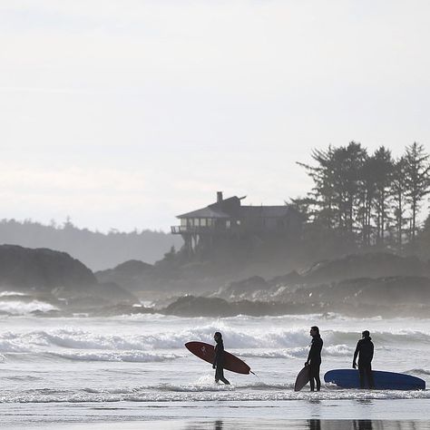 Surfers heading out to catch some waves at Chesterman Beach in Tofino on… Tofino British Columbia, Tofino Bc, Canadian Travel, Sea To Shining Sea, Visit Canada, Vancouver Canada, Vancouver Island, Best Places To Travel, British Columbia