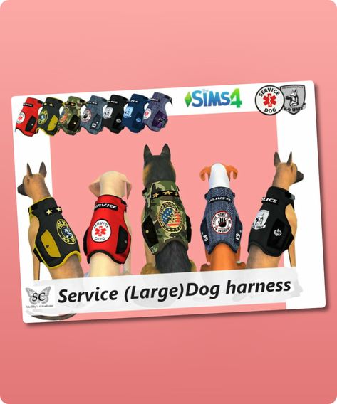 Sims 4 Pet Accessory CC: Service  Large  DOG Harness By Shellty Sims 4 Dog Harness, Sims 4 Service Dog, The Sims 4 Cats And Dogs Cc, Sims 4 Cats And Dogs, Sims4 Cats And Dogs Cc, Large Dog Harness, Model Nails, Sims 4 Cc Download, Tools And Toys