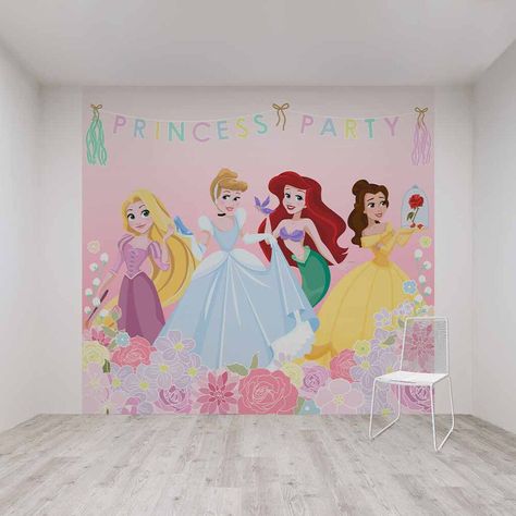 Princess Mural, Disney Mural, Disney Bedrooms, Disney Princess Rapunzel, Princess Bedroom, Disney Princess Party, Pastel Flowers, Pink Kids, Wallpaper Online