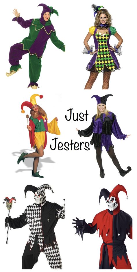 Carnivale & Mardi Gras Costumes | Halloween Costume Ideas >>  Jester Costumes Diy Jester Costume Women, Jester Costume Male, Jester Costume Pattern, Jester Costume Ideas, Jester Costume Diy, Diy Jester Costume, Jester Costume Female, Court Jester Costume, Walmart Costumes