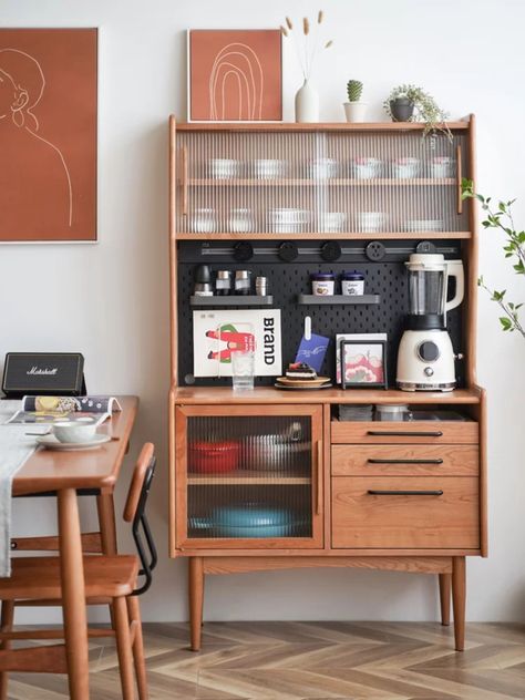 Coffee Setup, Home Coffee Stations, Coffee Bar Home, Wooden Cabinet, Diy Kitchen Storage, Wooden Kitchen, House Interior Decor, Kitchen Cupboards, Interior Inspo