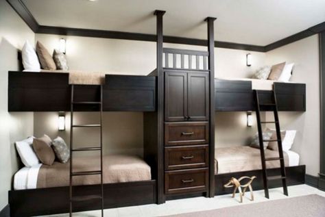 Mountain Park Residence-18-1 Kind Design Black Bunk Beds, Sleepover Room, Contemporary Mountain Home, Bunk Beds Built In, Built In Bunks, Bunk Rooms, Murphy Bed Plans, Bunk Bed Designs, Paris Home