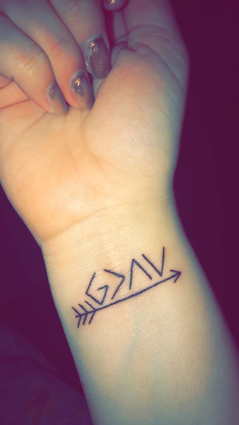 God Is Greater Tattoo, Sassy Tattoos, Faith Tatoos, Highs And Lows Tattoo, Religion Tattoos, Tattoos For 2, Unique Small Tattoo, Religious Tattoos, Forearm Tattoo Women