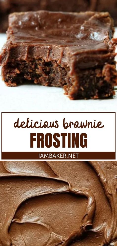 Creamy Brownie Frosting, Brownie And Frosting Recipe, Iced Brownies Frosting Recipes, Homemade Brownie Frosting, Best Icing For Brownies, Brownies With Icing Homemade, Fudge Brownies With Frosting, Brownie Fudge Frosting, Best Frosting For Brownies