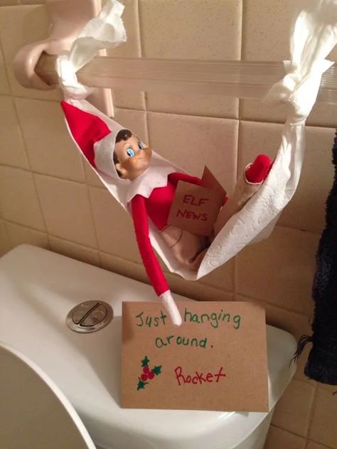 Lazy Elf On The Shelf Ideas Funny, Lazy Elf On The Shelf Ideas, Elf On The Shelves, Elf Shenanigans, Funny Elf On The Shelf, Elf Ideas Easy, Elf Christmas Decorations, Shelf Elf, Awesome Elf On The Shelf Ideas