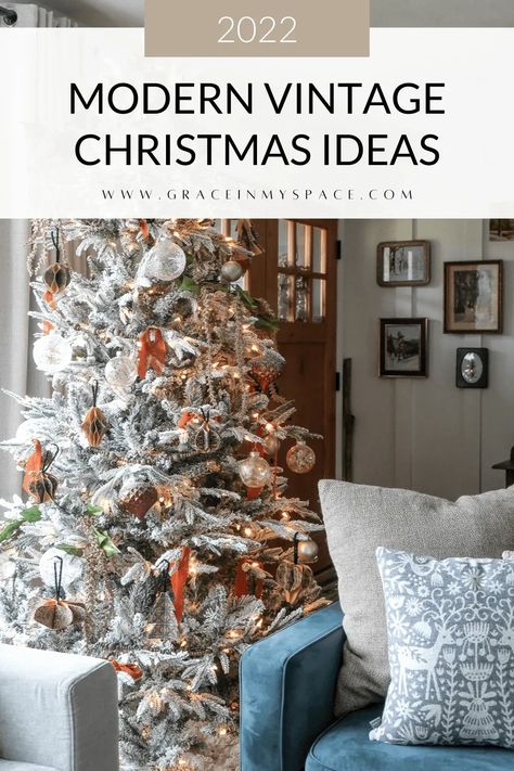 Enjoy my Christmas home tour with easy modern vintage Christmas decorating ideas! Grab your cup of coffee to enjoy the Holiday Housewalk 2022! #christmasdecorating #christmashometour #holidaydecor #holidaydecorideas #christmasdecorideas #christmasdecorations Vintage Modern Christmas Decor, Modern Vintage Christmas Decor, Vintage Modern Christmas, Modern Vintage Christmas, Vintage Christmas Decorating, Christmas Decorating Ideas, Modern Christmas Tree, Heart Diy, Modern Christmas Decor