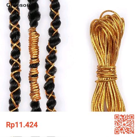 Braids Hair Accessories, Hair Strings, Hip Hop Hair, Beads Braids, Two Color Hair, Hair Tinsel, Dreadlock Beads, Gold Hair Accessories, Hair Aesthetic