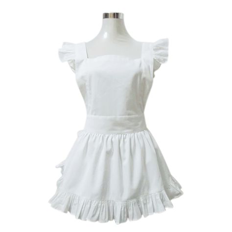 Opentip.com: Aspire White Apron Cute Women's Apron French Maid Style Cooking Aprons Kitchen Halloween Party Favor Maid Apron, Kitchen Halloween, Apron Cute, Cooking Aprons, Min Woo, Ruffle Apron, Apron For Women, Halloween Party Gifts, Vintage Halloween Costume