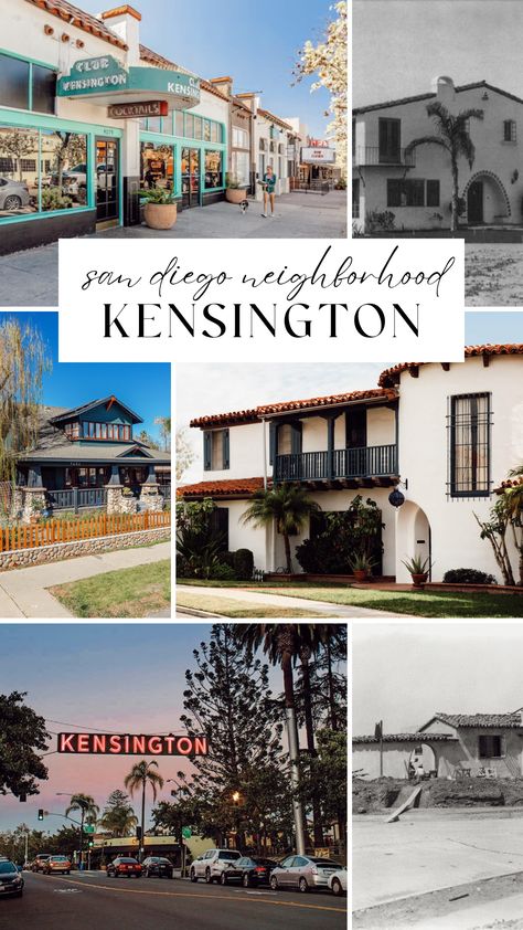 Looking for more information on one of San Diego’s most sought after neighborhoods? Everything you need to know about Kensington’s history, architecture, businesses & real estate. San Diego Neighborhoods, History Architecture, Tudor Style Homes, San Diego Real Estate, Downtown San Diego, Neighborhood Guide, Craftsman Bungalows, Colonial Revival, Spanish Colonial