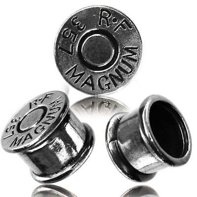 PAIR BULLET SHELL WHITE BRASS CASING SILVER TUNNELS PLUGS GAUGES PLUG GAUGE PLUG | eBay Pretty Plugs, Ear Gauge, Ear Gauges Plugs, Bullet Shell, Cute Piercings, White Brass, Tunnels And Plugs, Gauged Earrings, Ear Gauges