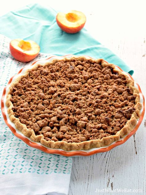 Pie Crumble Topping, Peach Crumble Pie, Dutch Apple Pie Recipe, Peach Pie Recipes, Peach Pie Filling, Clean Dessert, Pie Crumble, Gluten Free Pie, Fresh Peaches