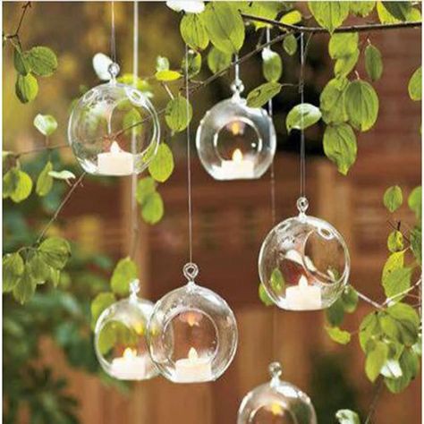 Amazon.com: 18pcs Small Ball Globe Shape Clear Transparent Hanging Glass Vase Flower Plants Terrarium Vase Container DIY Wedding Home Decoration (Clear): Health & Personal Care Hanging Glass Vase, Hanging Tea Lights, Hanging Candle Holder, Terrarium Containers, Geometric Terrarium, Candle Holders Wedding, Glass Tea Light Holders, Hanging Candles, Wedding Garden