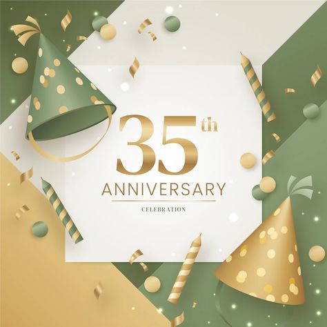 Free Vector | Gradient 35th anniversary card Rapunzel Birthday Invitation, Happy 35th Anniversary, 50th Anniversary Cards, Engagement Invitation Template, Elegant Wedding Invitation Card, Happy Birthday Design, Vector Gradient, 35th Anniversary, Anniversary Invitations