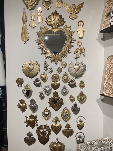 Natural Maximalist Decor, Sacred Heart Decor, Sacred Heart Art, Tiny Loft, Heart Wall, Cute Room Decor, Apartment Inspiration, Aesthetic Bedroom, Dream House Decor